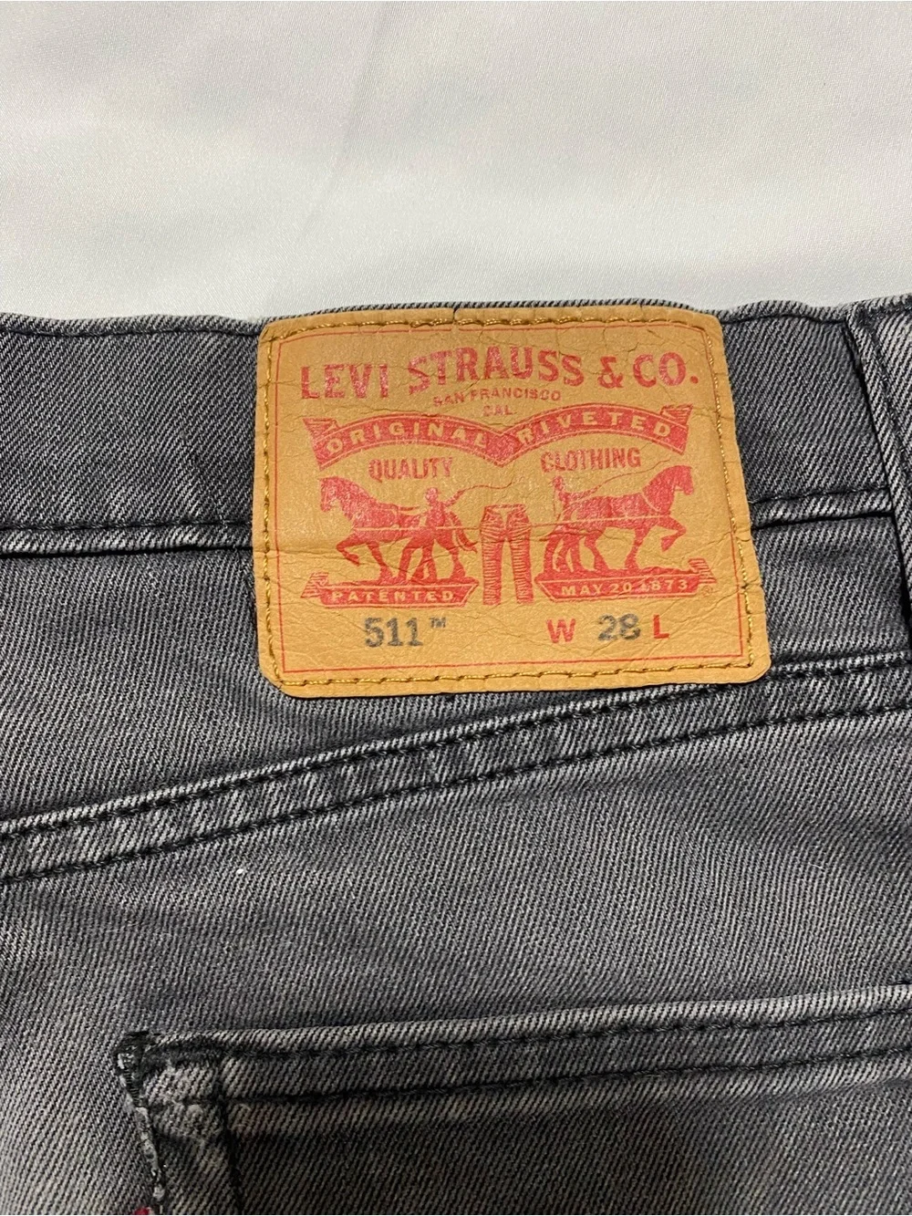 Levi's Gray Cutoff Denim Shorts with Leather Patch